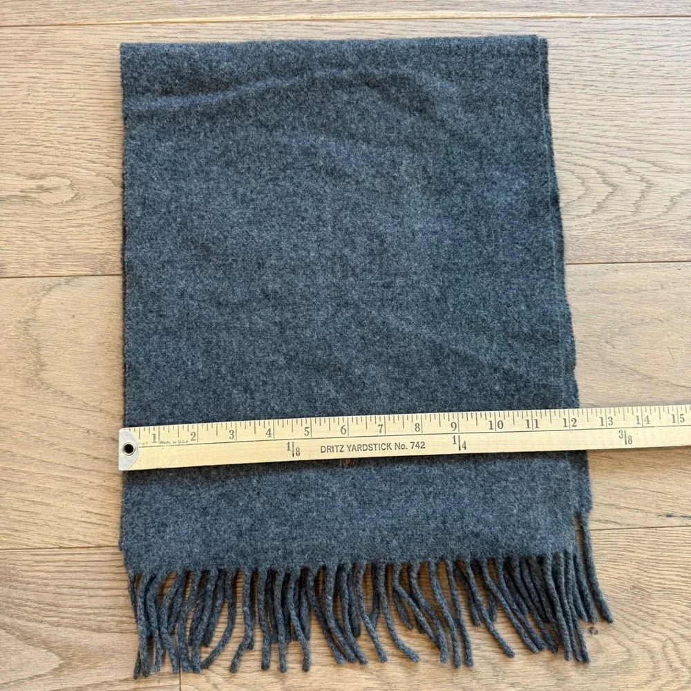 Polo Ralph Lauren Cashmere Lambswool Scarf Gray Made in‎ Italy Embroidered Pony